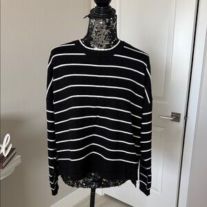 Adrianna Papell Black and White Striped Sweater